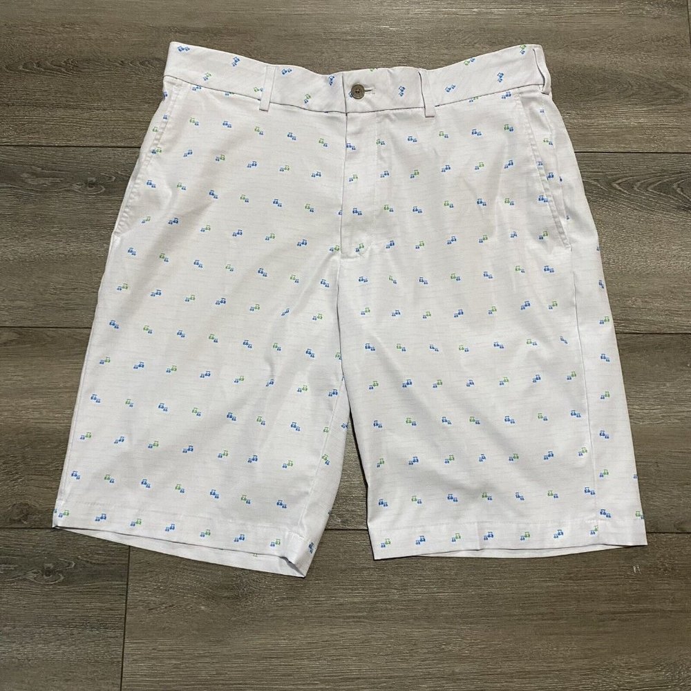 Walter Hagen Mens Golf Shorts 11 Majors Size 34 White Flat Front Golf Carts